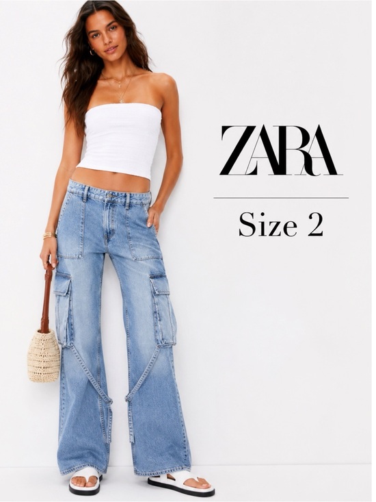 Zara Denim - ZARA Wide Leg Cargo Relaxed Jeans